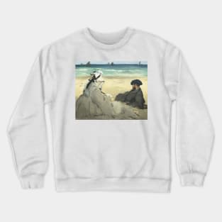 On the Beach by Edouard Manet Crewneck Sweatshirt